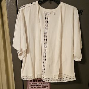 Rafaella White Cardigan with Lace Detail